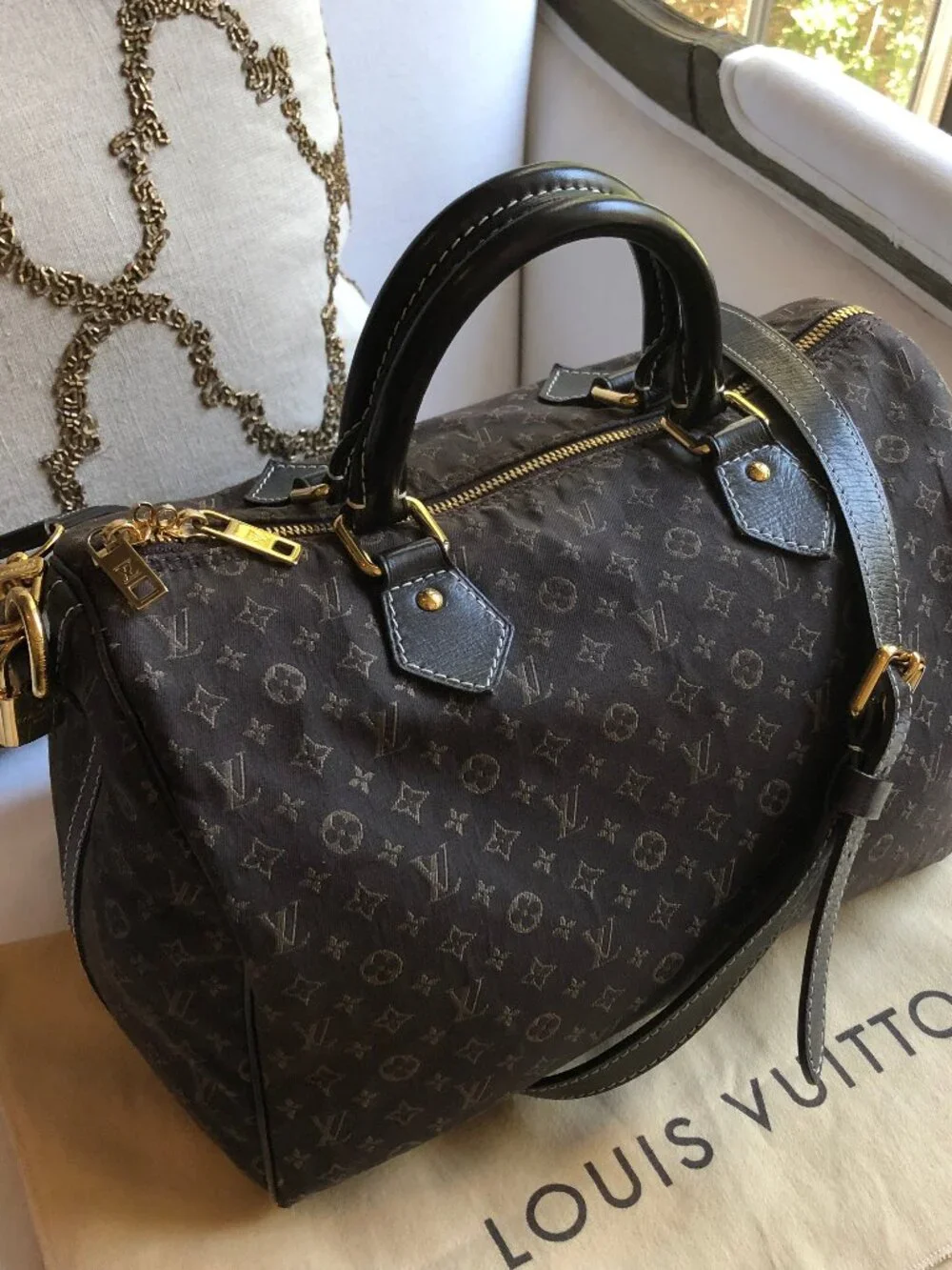 LOUIS VUITTON Idylle Speedy Bandouliere 30 Fusain Monogram Bag